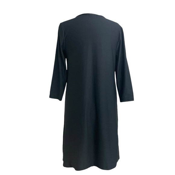 Judy P black A-line V neck dress with 3/4 sleeves medium - Picture 4 of 12